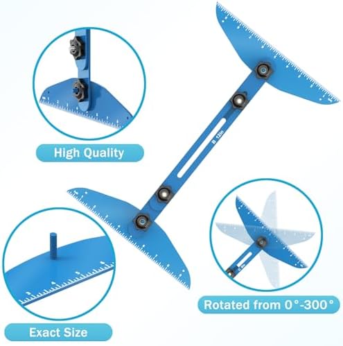 Stair Treads Gauge Template Tool Stair Tread Jig 11-60 inch Length Adjustable Measuring Stair Tread Template Tool Stair Gauge Set for Stairs, Risers, Shelf and Cutting Drywall (Blue)