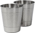 happimess Riley 2 Gal Hammered Steel Bin 10" H, Brushed Steel, Set of 2