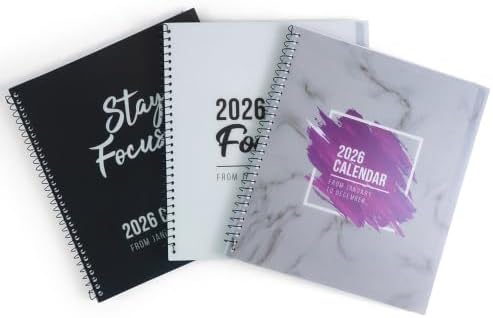 RE-FOCUS THE CREATIVE OFFICE 2026 Calendar Planner 13 month with To-Do Lists for Tasks, Notes or Appointments. Sturdy Planner for At-A-Glance View of Daily Schedule & Weekly Agenda- Purple