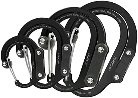 GEAR AID HEROCLIP 360° Swivel Carabiner Gear Clip and Hook (Medium) for Camping, Backpack, Suitcases and Garage Organization