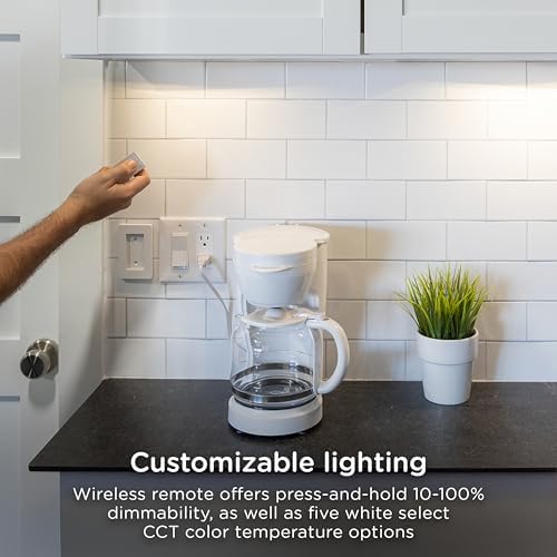 Enbrighten One-Touch Sync Remote Control, Add-on Light Switch for Under Cabinet Lights, Wireless Remote, ON/Off, Dimmable, Color Select Soft White to Bright Daylight, Cabinet Lighting Remote, 81795