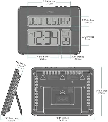 La Crosse Technology 513-1419C Atomic Digital Wall Clock with Calendar and Indoor Temperature