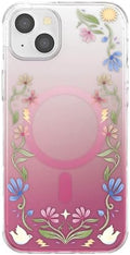 PopSockets iPhone 14 Plus Phone Case with MagSafe, Wireless Charging Compatible, Disney - Boho Wildflowers Maroon