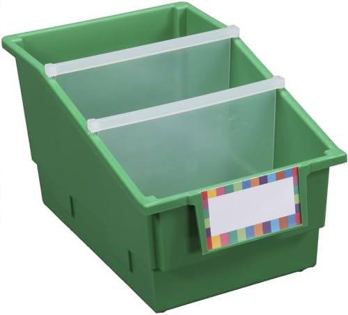 Really Good Stuff Green Chapter Book Classroom Library Bins with Dividers