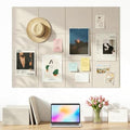 Aothia Felt Bulletin Board Tiles, 12-Pack 48"x36" Large Pin Board for Wall, Modern Cork Board Alternative for Notes, Photos, Memo & Office Organization, 70 Adhesive Tabs & 40 Push Pins, Oatmeal