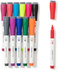 U Brands Dry Erase Markers Medium Tip Set, 12 Pack, Assorted Colors, Whiteboard Pens with Medium Point and Built In Eraser Caps, Low Odor Ink, Dry Erase Markers For Classroom, Office, Or Home