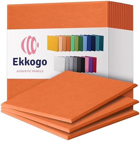 Acoustic Panels 12-Pack Soundproof Wall Panels 12"X12"X0.4" Sound Panels High Density Sound Dampening Panels - [Poppy Orange Square]