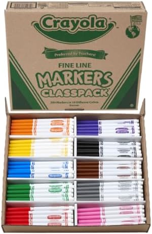 Crayola Fine Line Markers Classpack, Bulk Kids' Markers For Preschool, Kindergarten, Elementary School Classrooms, Teacher Classroom Must Haves, (Pack of 400)