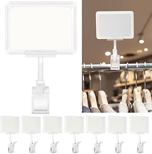 7 Pcs 6 x 9” Swivel Sign Holder with Clamp for Retail Clothing Rack, White
