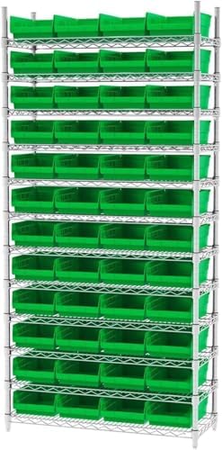 Akro-Mils 30150 Heavy Duty Plastic Shelf Bins, 12"x 8"x 4", Clear, 12-Pack