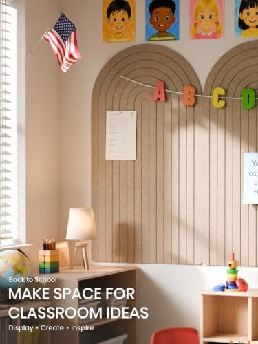 Large Arched Felt Bulletin Board 47.2''×25.5'', Taupe