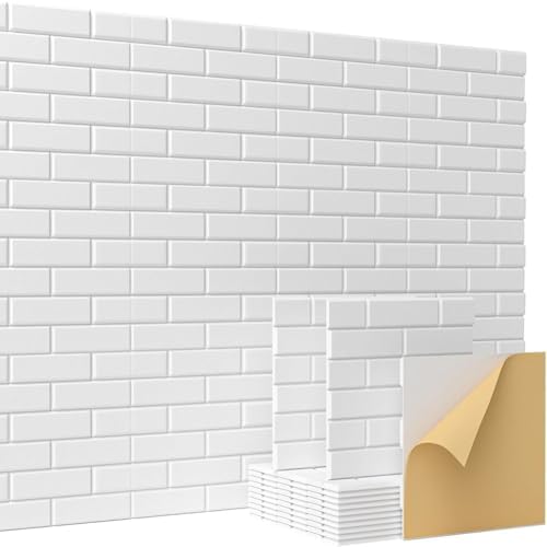 Large Self-Adhesive Cork Board,Set of 12 Soundproof Wall Tiles,Felt Wall Cushion for Home,Studio,Recording Room,Office,Acoustic Treatment (White)