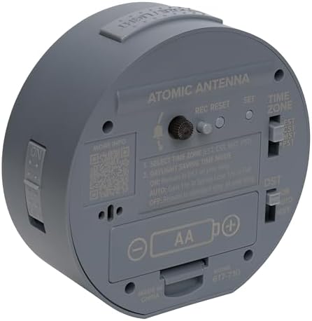 La Crosse Technology 617-710-INT 4-Inch Round Gray Atomic Analog Alarm Clock