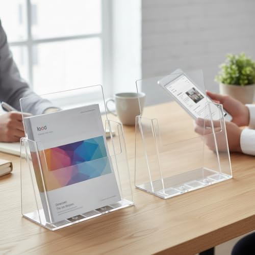 Azar Displays 252385-1PK Clear Acrylic Letter-Sized Brochure Holder – Wall Mount or Countertop Display for 8.5" x 11" Flyers, Magazines, and Pamphlets ( 1-Pack)