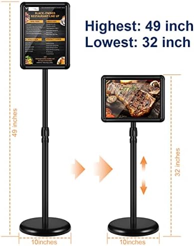JACNITAD 2 Pack Adjustable Sign Holder Stand with Base, 8.5 x 11 Inch Vertical and Horizontal View Sign Displayed, Snap Open Frame for School Store Business Advertise Show Christmas Decor, Black