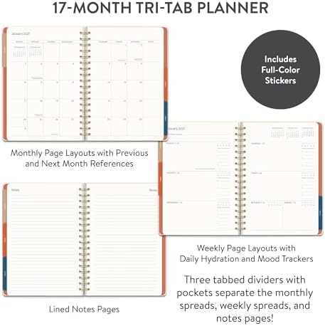 Orange Circle Studio 2027 Planner, National Parks Tri-Tab Weekly & Monthly Planner, 9.6" x 7", Spiral Bound Organizer with Note Pages, Pocket Dividers & Elastic Closure Design for Home Office Planning