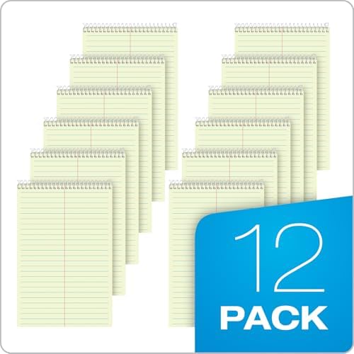 TOPS Steno Books, 6" x 9", Gregg Rule, Green Tint Paper, 60 Sheets, 12 Pack (8001)