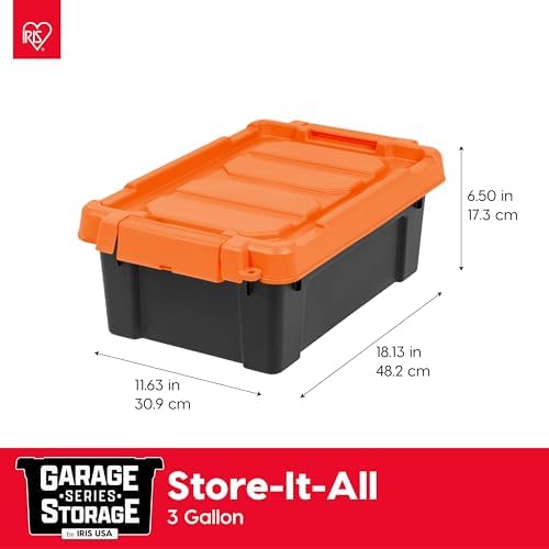 IRIS USA 5-Pack 3 Gal Heavy Duty Lockable Storage Totes with lids, Orange