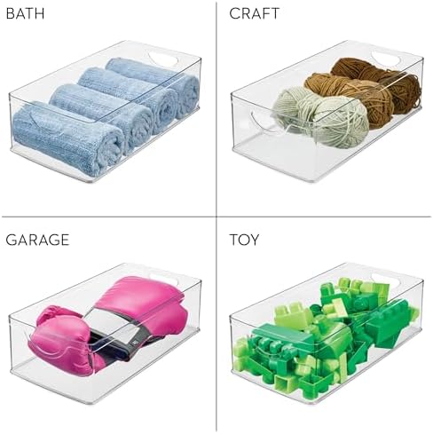 iDesign Stackable Clear Plastic Extra Long Storage Bin, 2-Pack