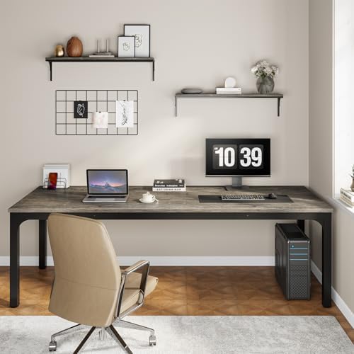 Tribesigns 78.7 Inches Extra Long Computer Desk 2 Person Desk, Double Long Desk, Workstaion for Home Office (Gray+Black)