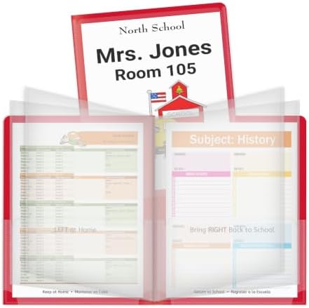 C-Line Classroom Connector™ Multi-Pocket School-to-Home Portfolio, Red, 15/BX (32304), 9.5 x 11.75 x 0.25