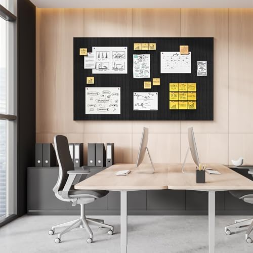 Enayplon Black Felt Board 59" x 36", Large Cork Board for Wall, Felt Wall Tiles 15 Pack, Bulletin Boards for Office, Home, Wall Decor, Pin Boards for Walls