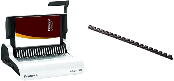 Fellowes 5006801-99 Binding Machine Pulsar+ Comb Binding (5006801) & Plastic Combs - Round Back, 1/4 Inch, 100 Pack, Black (52366)