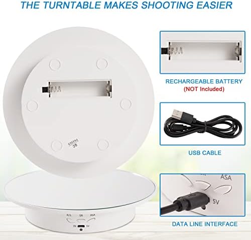 7.87'' Rotating Display Stand Motorized Rotating Display Stand, 22 lbs Load Rotating Platform with Mirror Cover, Rotating Stand with USB Charging Port, for Jewelry Photography Products 3D Model Cake