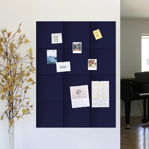 48" x 24" Cork Board Alternative, 8 Pack Felt Bulletin Board Tiles with 30 Adhesive Tabs Wall Push Pin Board for Office Classroom Bedroom Decor