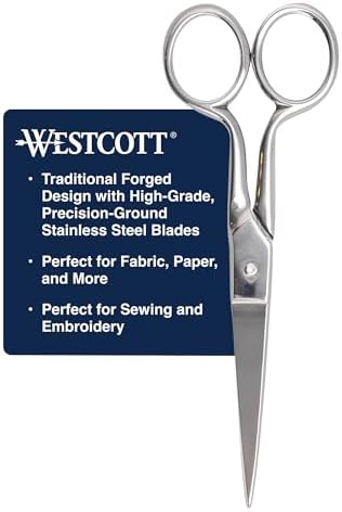 Westcott 6in Forged Paper and Fabric Scissors, Precision Scissors for Sewing and Crafts, Art, Office