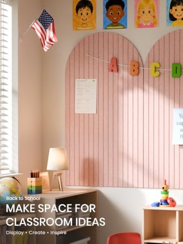 Large Arched Felt Bulletin Board 47.2''×25.5'', Pink