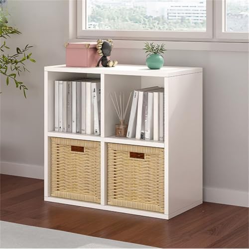 Lateral Filing Lumber Bookshelves Shelves Solid Wood Bookshelf, Floor-standing Storage Rack, Low Bookcase, Cube Storage Unit, Household TV Cabinet, Bay Window Cabinet White 26"L x 9"W x 26"H