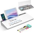 Desktop Glass Whiteboard with Storage, Desk Dry Erase White Board Gray
