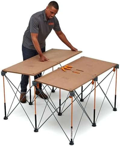 BORA Centipede Folding Table Top for Bora Centipede Work Stand Saw Horses - 24 Inch x 48 Inch - Includes Wood Top + 6 Quick-Twist Locks for a Portable, Quick Setup Work Table or Workbench, CT22N Brown