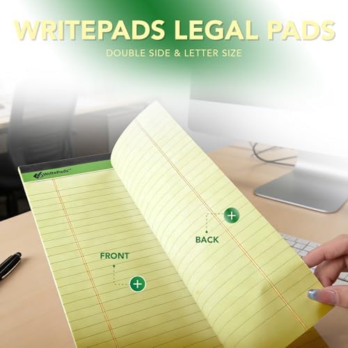 KAISA Yellow Legal Pads 12Pads 600 Sheets Writing Pads Recycled Paper 5"x8" Norrow Ruled Lined Paper Small Legal pad Perforated 50 sheets/pad Notepads Writing Tablet Canary For Office Supplies (Canary 12pads)
