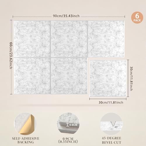 JBER Cork Board Alternative, 6 Pack 36" x 24" Felt Board, Silver Gray