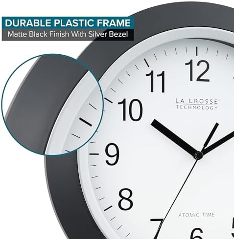 La Crosse Technology WT-3129B 12 Inch Atomic Analog Wall Clock, Black (Pack of 5)