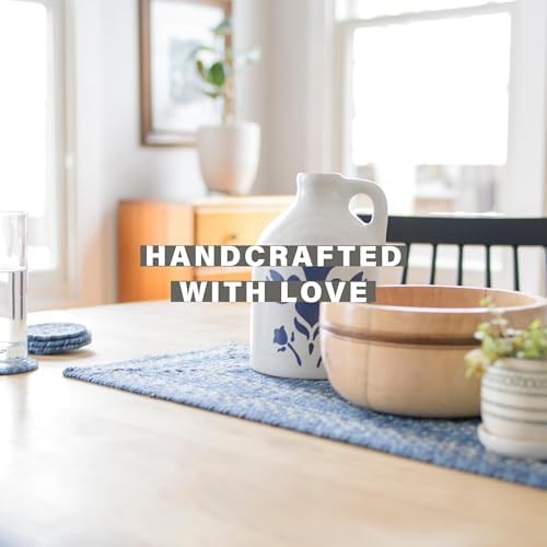 Homespice Denim Braided Table Runner for Coastal Decor, Oval 8x28 Set of 2