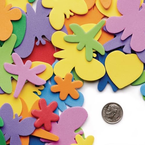 Colorations Flowers, Hearts & Bug Foam Shapes, 500 Pieces, Ages 3+, PreK+ | Assorted Shapes and Sizes for Kids' Crafts, Thick Precut Foam for Schools, Daycares and Home Use