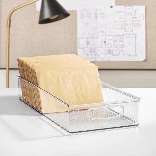 iDesign Stackable Clear Plastic Extra Long Pantry Organizers, 4-Pack