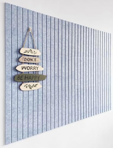 Slated Felt Bulletin Board Tiles | Cork Board Alternative for Walls | Wall Panels for Office & Home Decor | Aesthetic Pinboard & Photo Board | 12-Pack (11.8" x 11.8") with Adhesive | Blue Marble