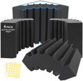 Focusound 4 Pack Bass Traps Corner Acoustic Foam Corner 16.5" X 6.3" X 12" Acoustic Foam Panels Soundproof Padding Wall Panel Corner Block for Home Studio and Theater