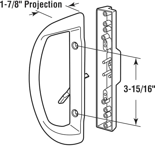 Prime-Line C 1327 Almond Diecast, Inside and Outside Mortise Style Patio Door Handles (Single Pack)