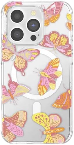 PopSockets iPhone 14 Pro Phone Case with MagSafe- Sunset Mariposa | Magnetic, Wireless Charging, Camera & Drop Protection, Butterfly, Moth, Luna, Western, Boho, Aesthetic