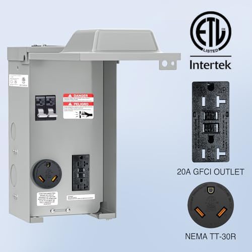Nilight 20 30 Amp RV Power Outlet Box with Breaker 125V TT-30R GFCI