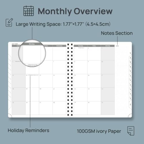 POPRUN 2027 Planner, Large 8.5" x 10.5" Weekly Calendar, Day Planner 2027