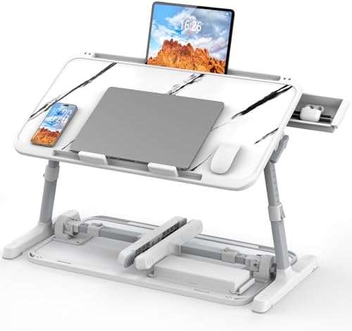 HETTHI Bed Laptop Table Adjustable Foldable Laptop Stand 22.04×12in Marble