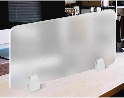 Acrylic Frosted Desk Divider Screen, Portable Privacy Panel for Workstations, Tabletop Partition for Offices & Schools, Visual Distraction Blocker (Clear-B, 100x30cm/39.4x11.8in)