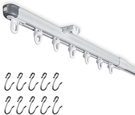 SOLOKOS 33-59 in Adjustable Ceiling Curtain Track, Room Divider, White