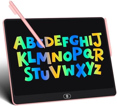 16 Inch Large LCD Writing Tablet for Kids, Colorful Reusable Electronic Doodle Board with Stylus, Educational Drawing Pad for Math Practice & Learning, Travel Essential Toys for Boys Girls (Pink)